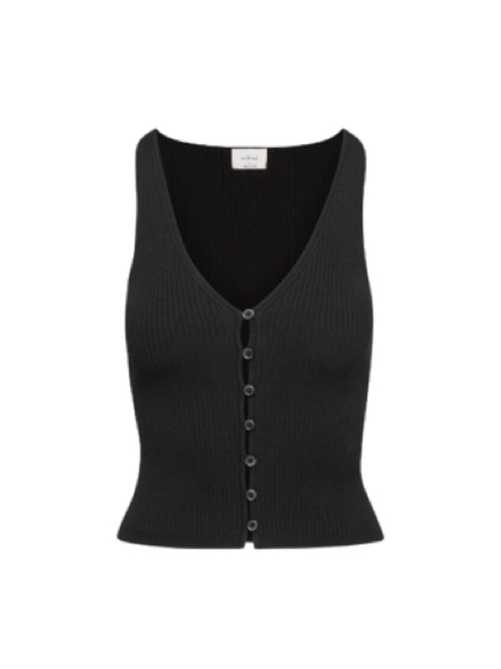 Aritzia Wilfred Ribbed V-Neck Affinity Top Black Size XS/S
